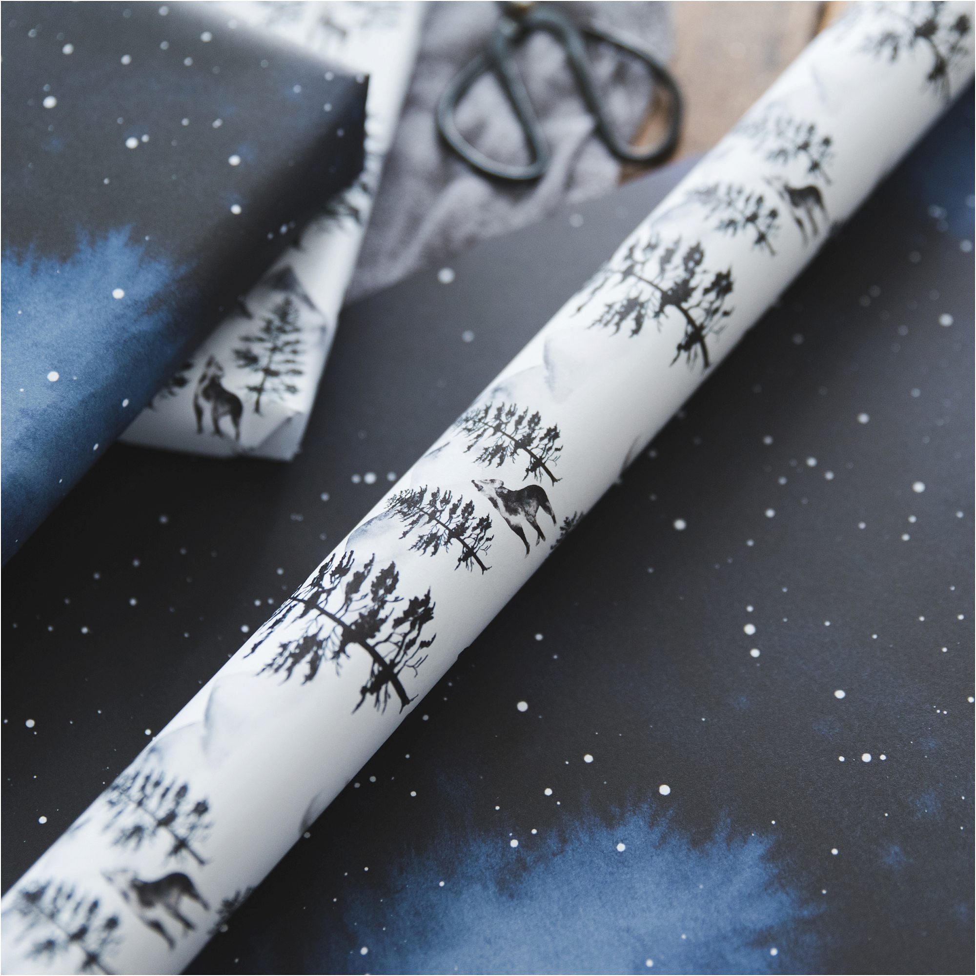 Christmas Gift Wrap Set: Moonlit Winter & Celestial Night