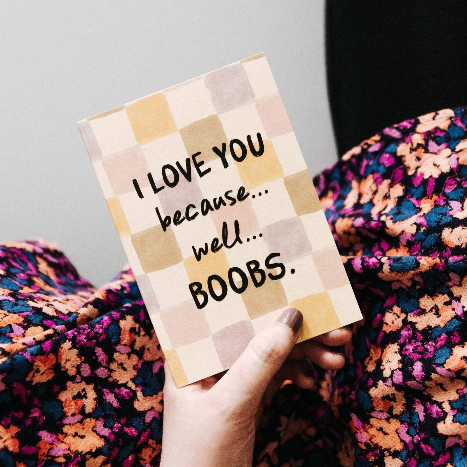 Because Boobs Funny Anniversary Card - I am Nat Ltd - Greeting Card