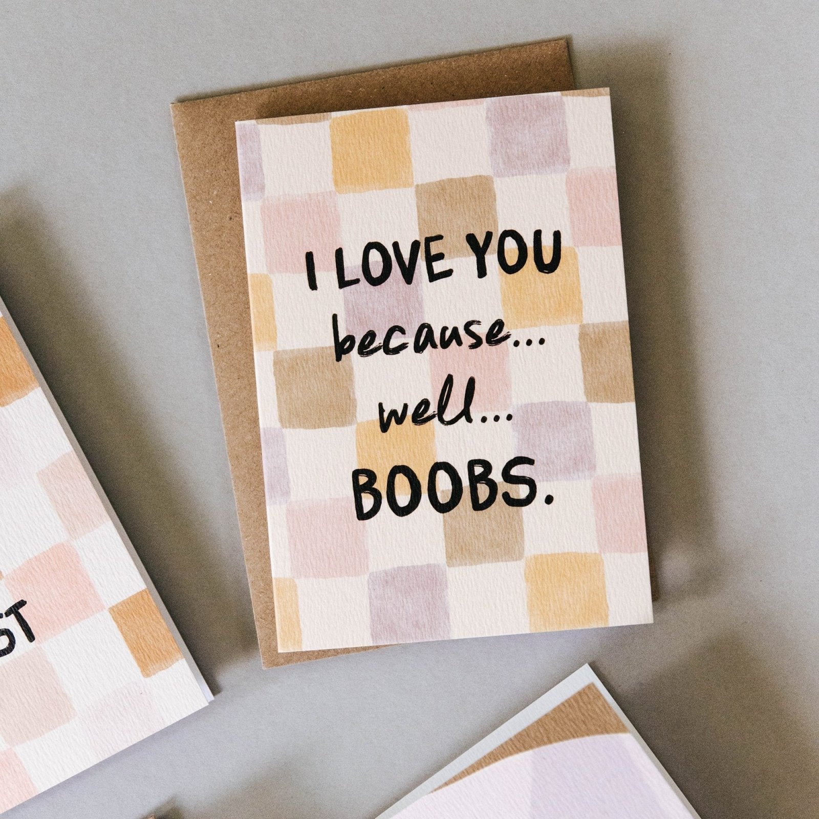 Because Boobs Funny Anniversary Card - I am Nat Ltd - Greeting Card