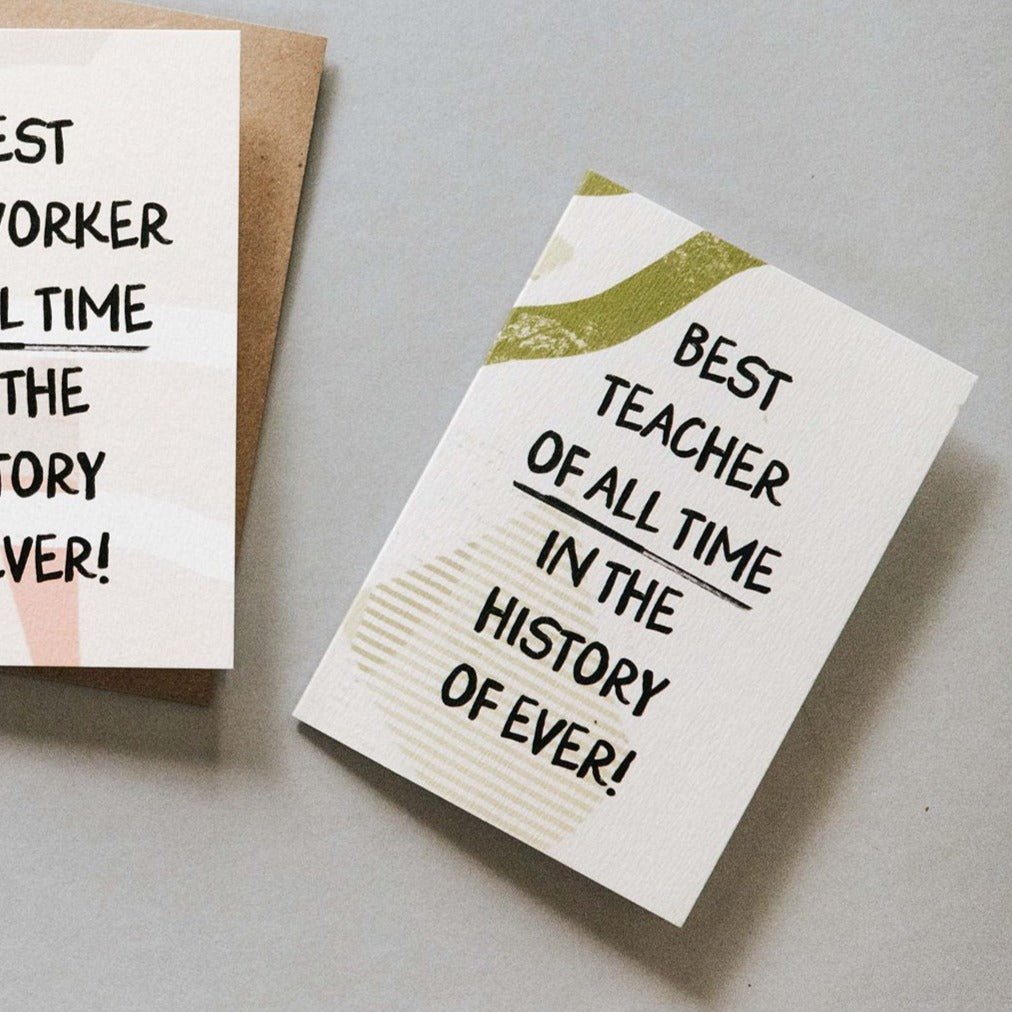 Best Teacher of All Time Thank You Card - I am Nat Ltd - Greeting Card