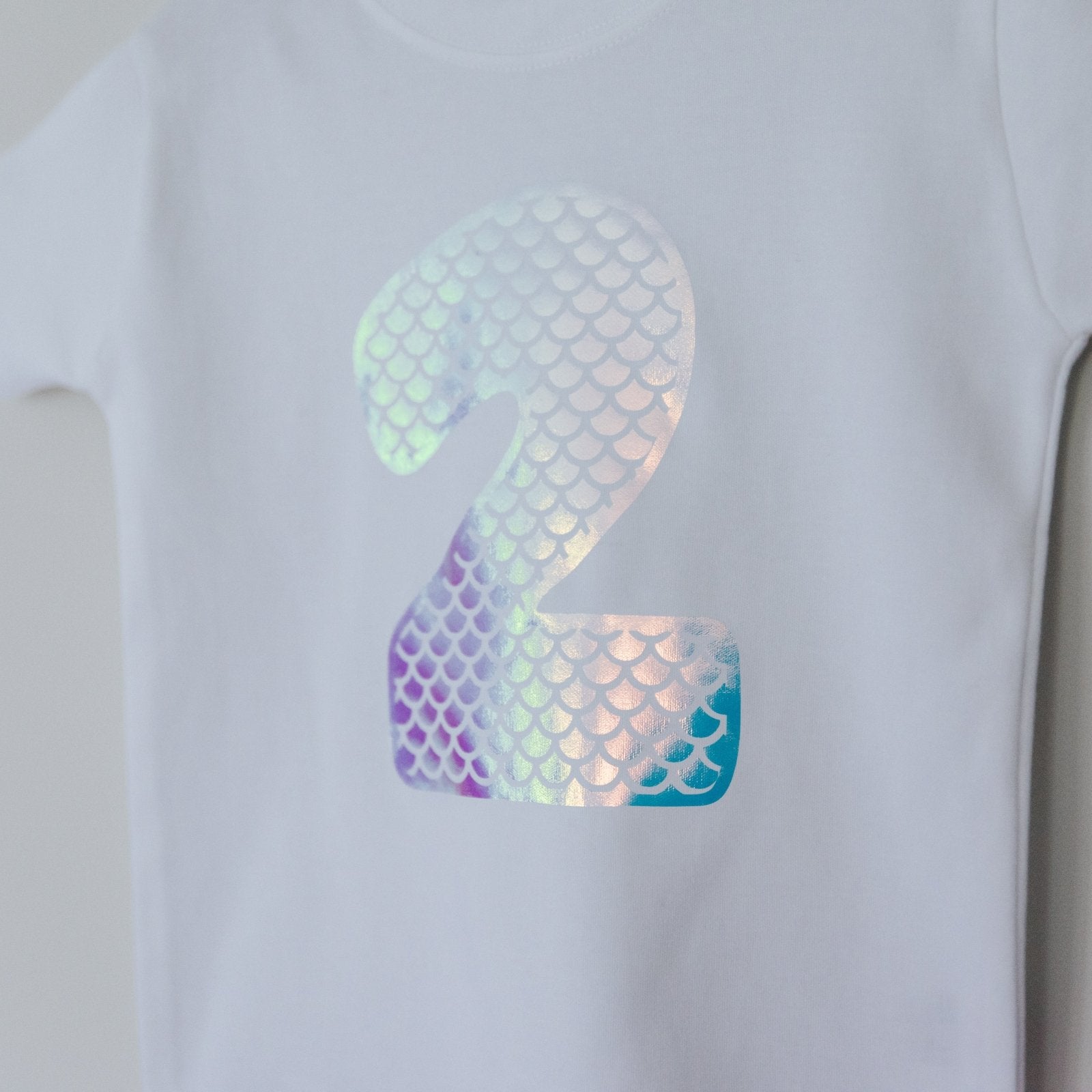 Children's Iridescent Mermaid Number Birthday T-Shirt - I am Nat Ltd - Children's T-Shirt