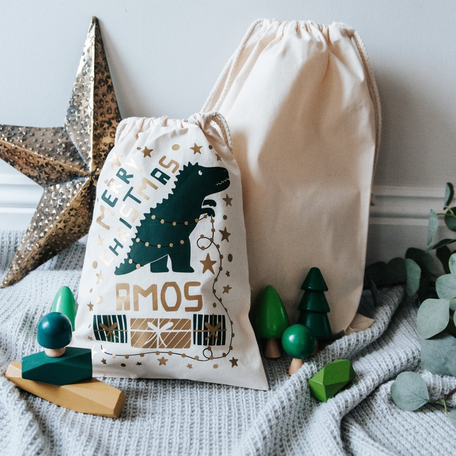 Personalised Dinosaur Children's Christmas Sack - I am Nat Ltd - Christmas Sack
