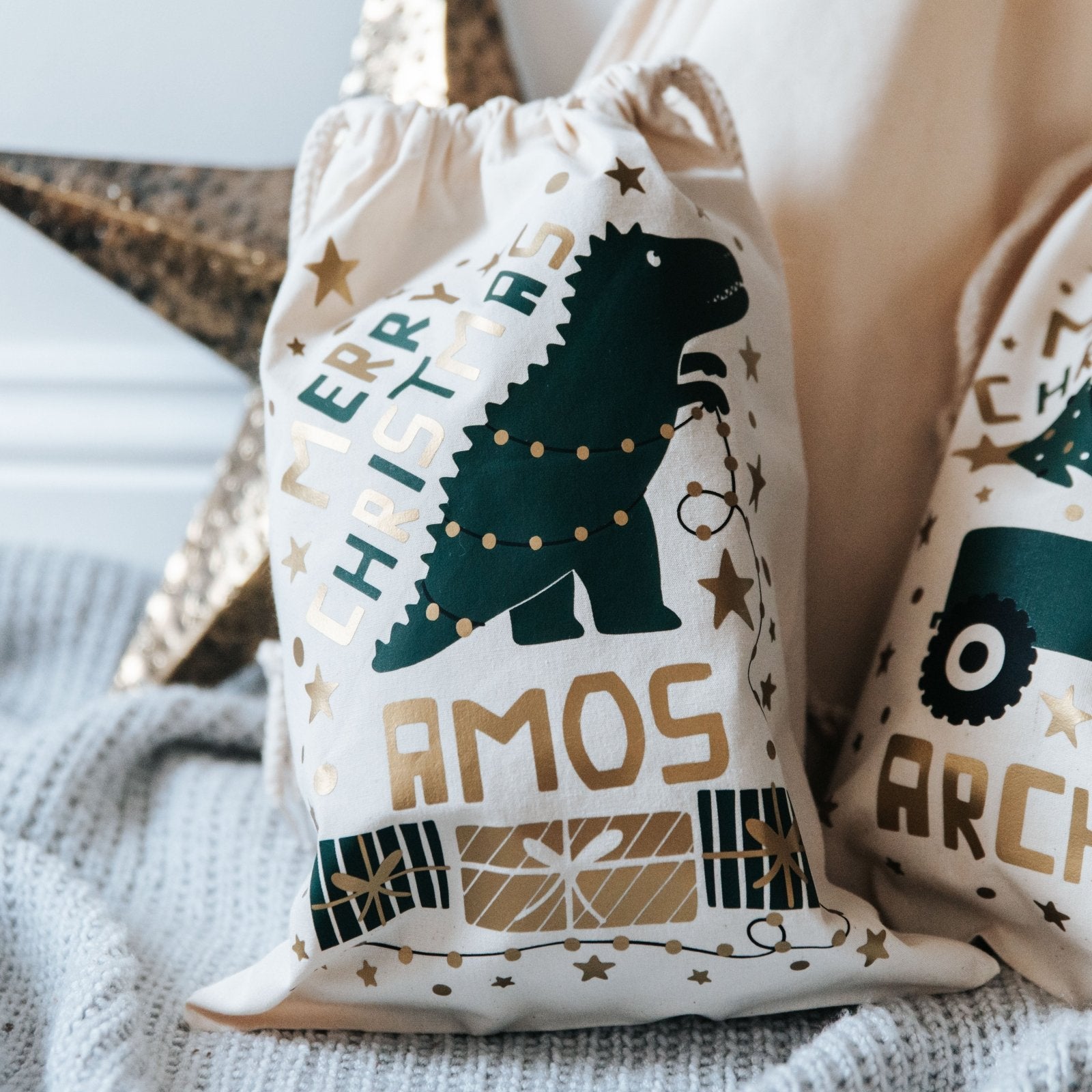 Personalised Dinosaur Children's Christmas Sack - I am Nat Ltd - Christmas Sack