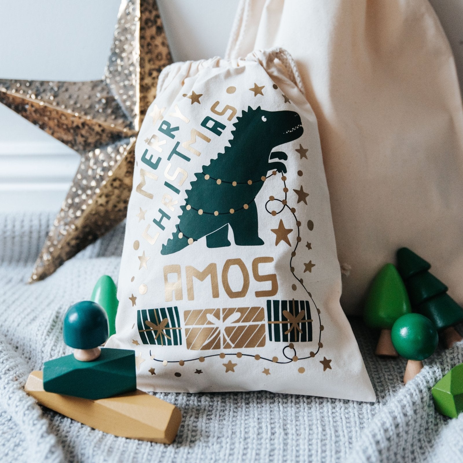 Personalised Dinosaur Children's Christmas Sack - I am Nat Ltd - Christmas Sack
