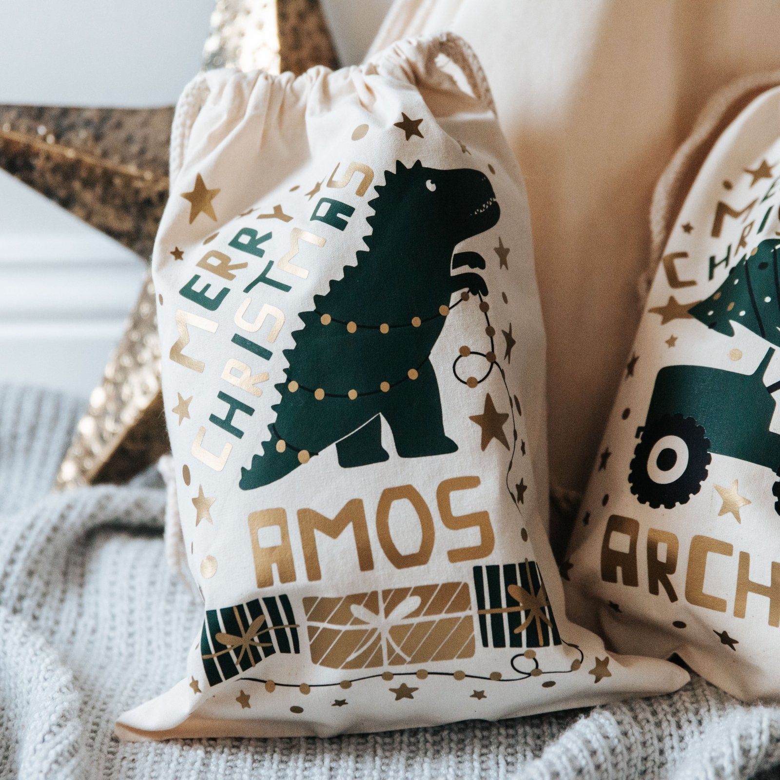 Personalised Dinosaur Children's Christmas Sack - I am Nat Ltd - Christmas Sack