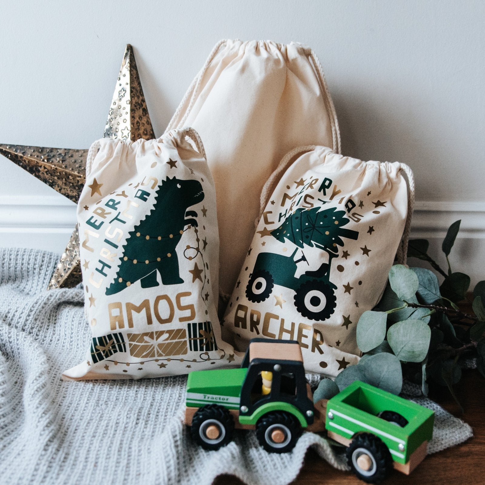 Personalised Dinosaur Children's Christmas Sack - I am Nat Ltd - Christmas Sack
