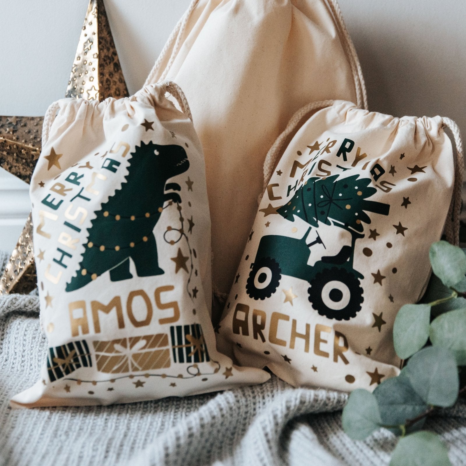 Personalised Dinosaur Children's Christmas Sack - I am Nat Ltd - Christmas Sack