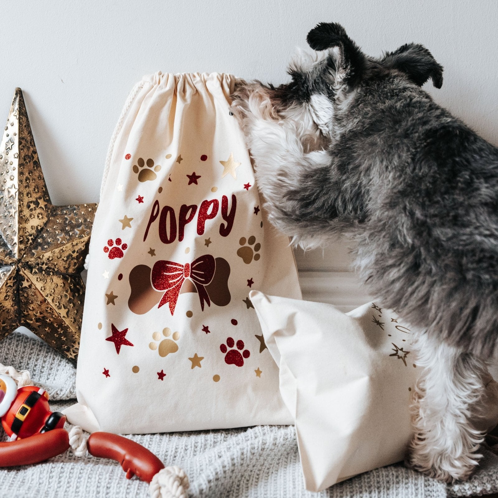Personalised Glitter Dog Christmas Sack - I am Nat Ltd - Christmas Sack