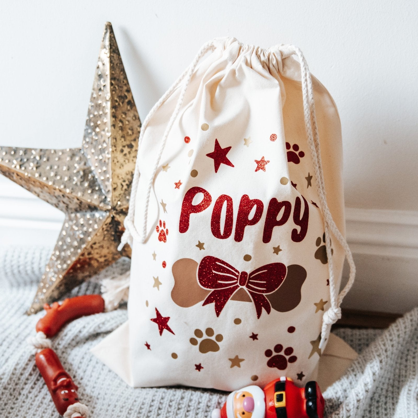 Personalised Glitter Dog Christmas Sack - I am Nat Ltd - Christmas Sack