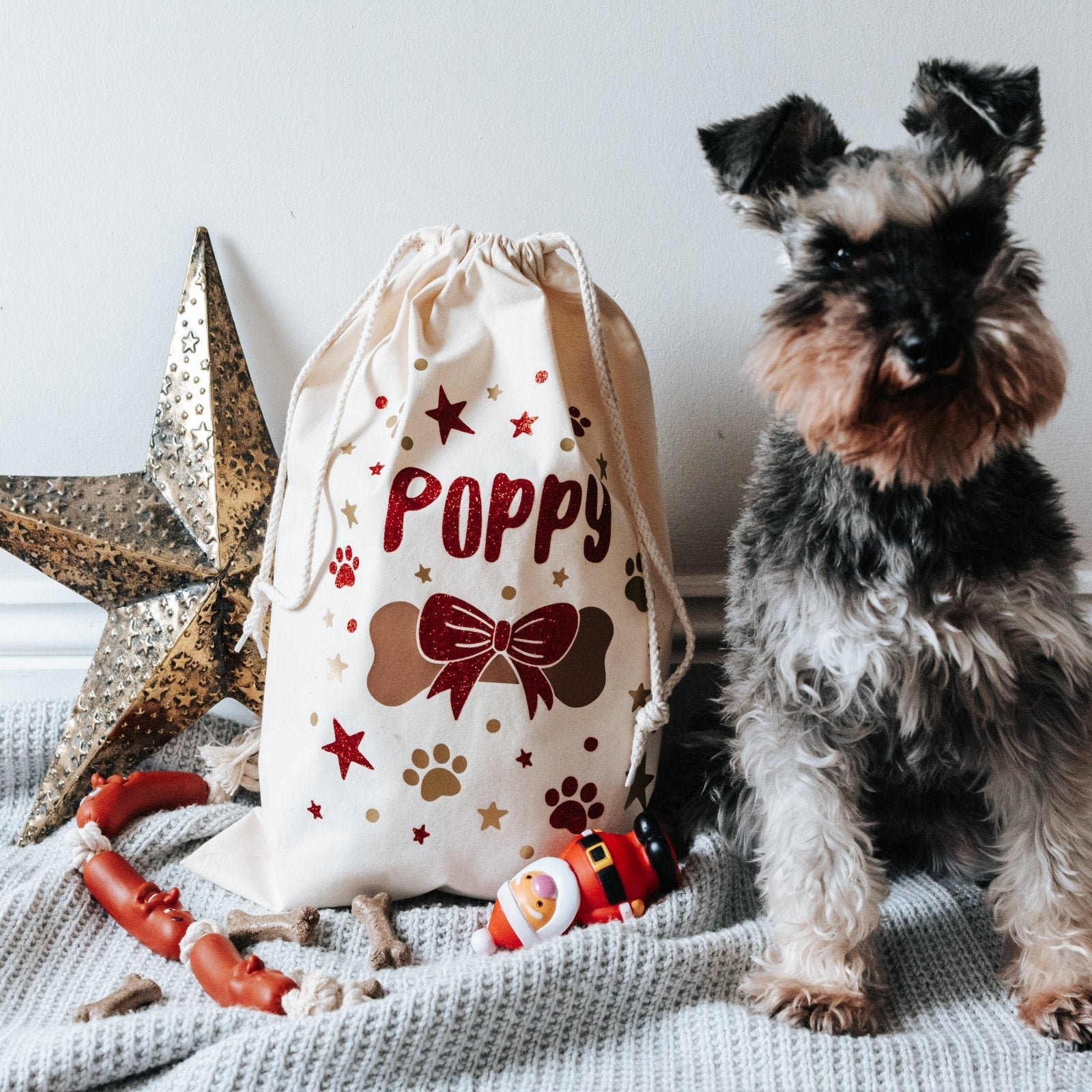 Personalised Glitter Dog Christmas Sack - I am Nat Ltd - Christmas Sack