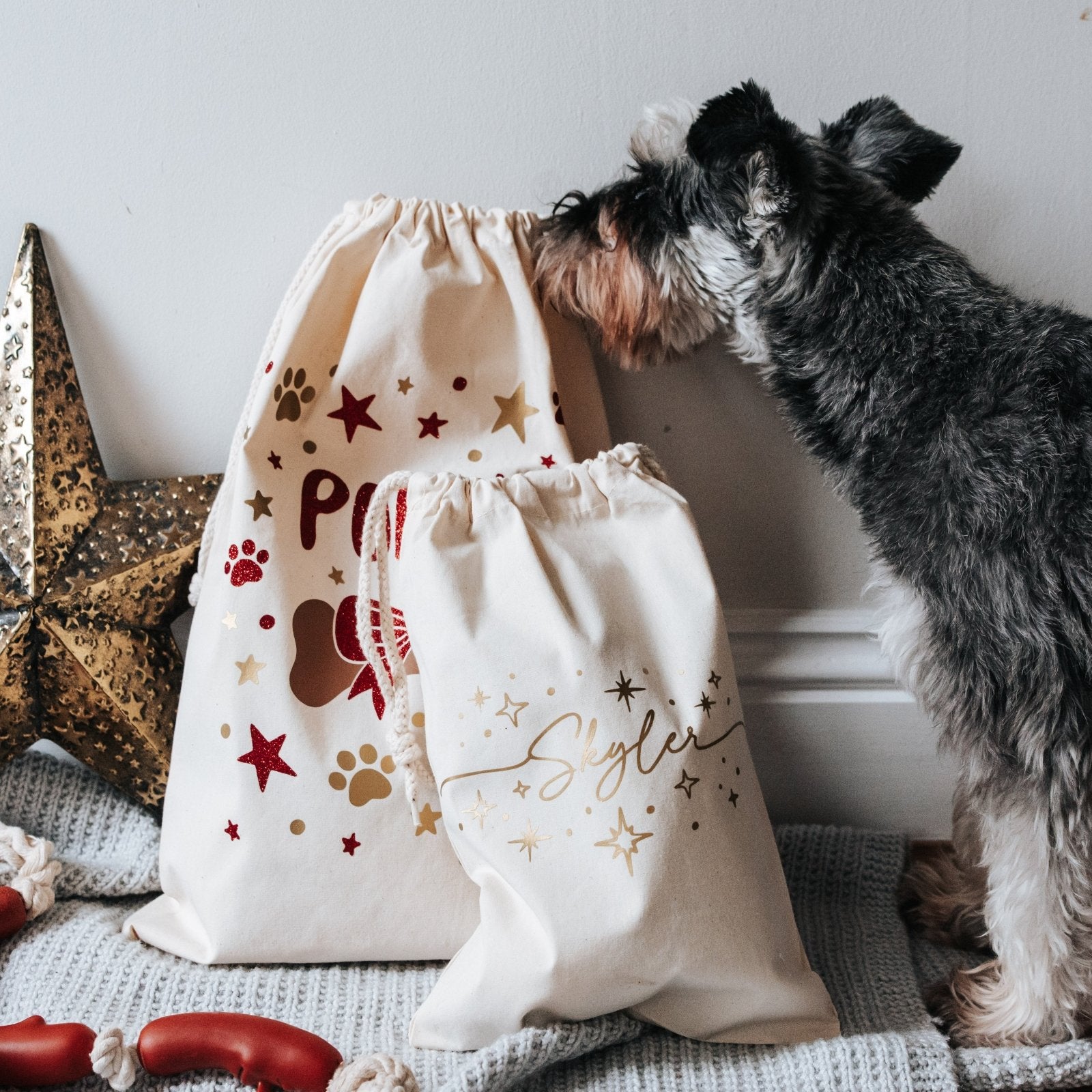 Personalised Glitter Dog Christmas Sack - I am Nat Ltd - Christmas Sack