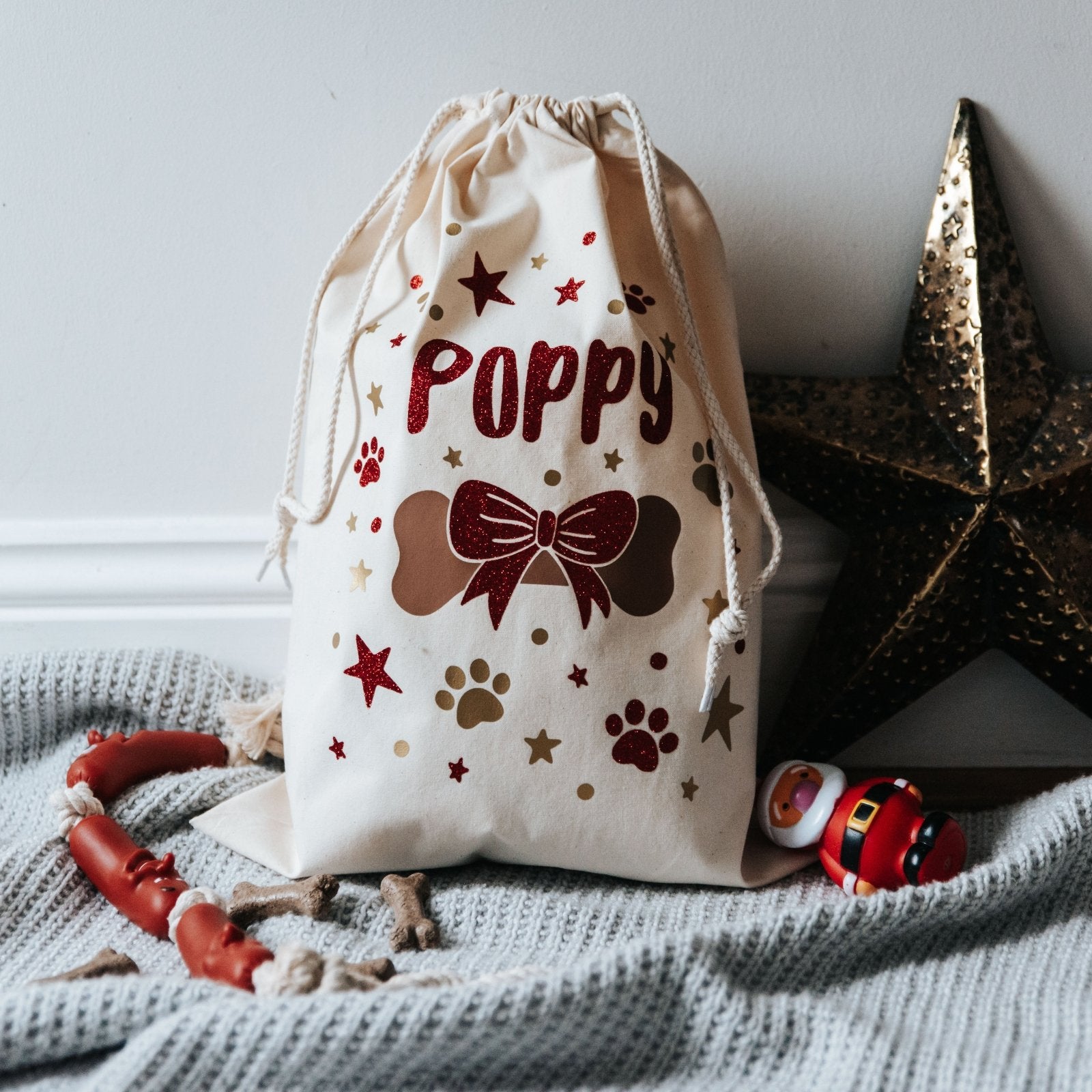 Personalised Glitter Dog Christmas Sack - I am Nat Ltd - Christmas Sack