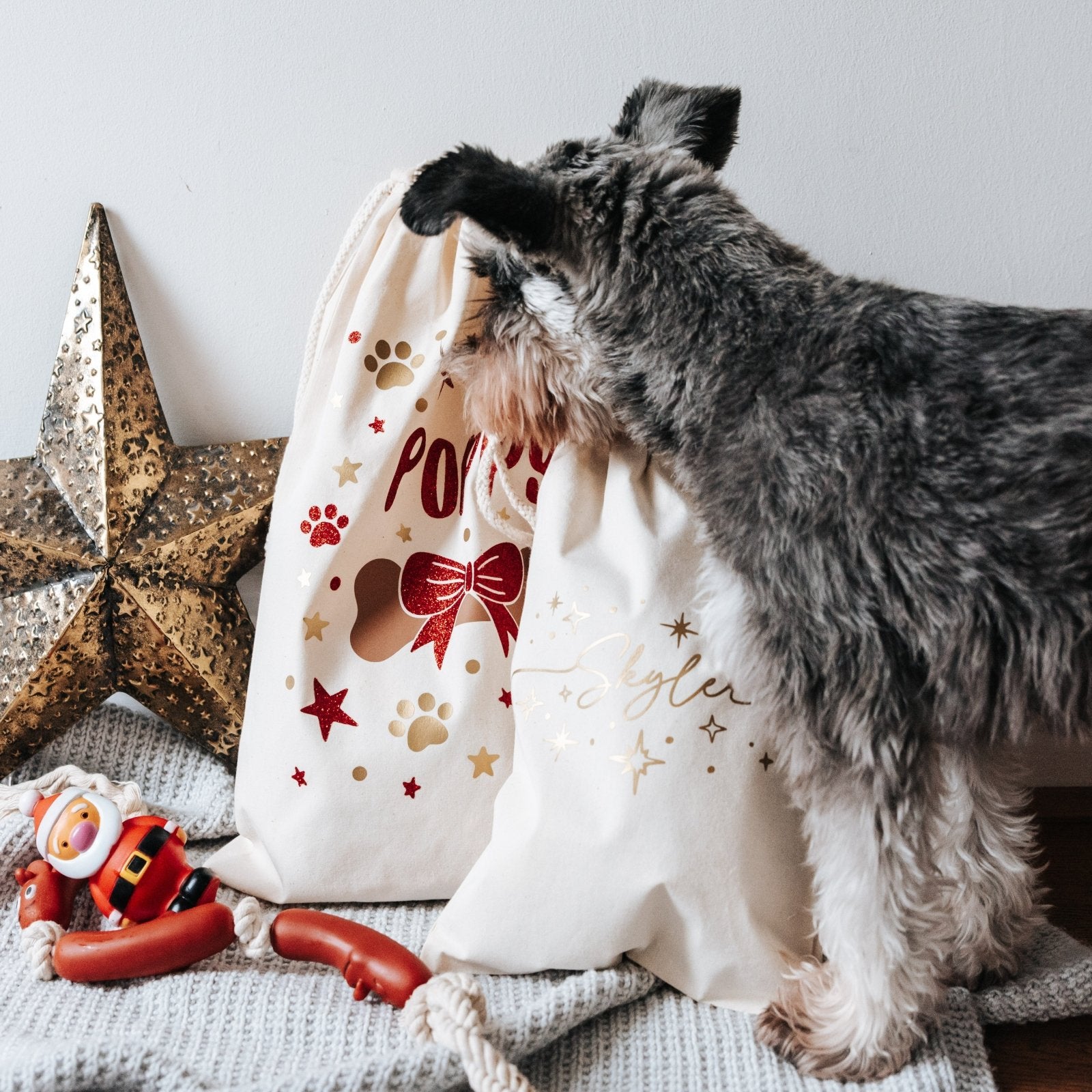 Personalised Glitter Dog Christmas Sack - I am Nat Ltd - Christmas Sack