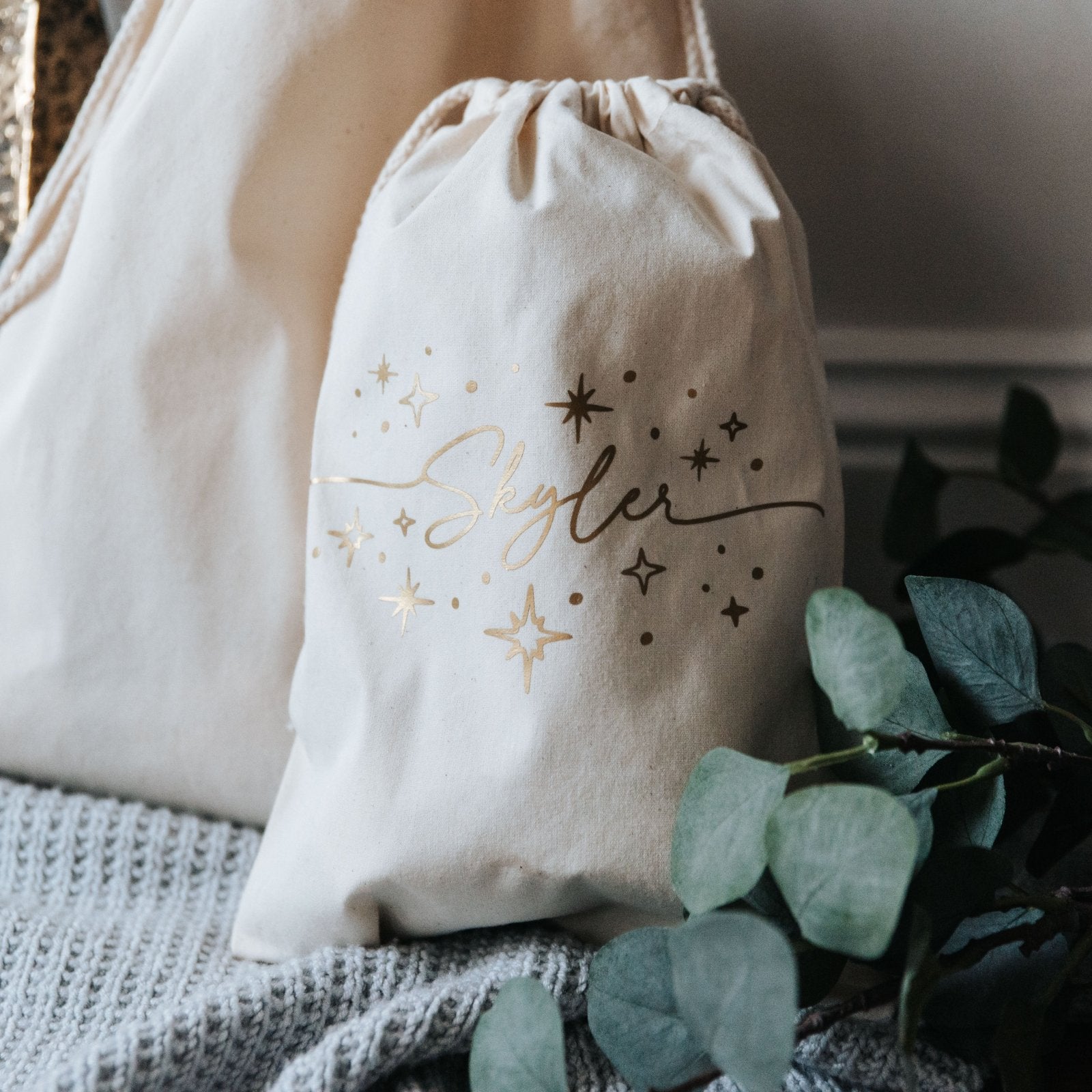 Personalised Name & Stars Christmas Sack - I am Nat Ltd - Christmas Sack