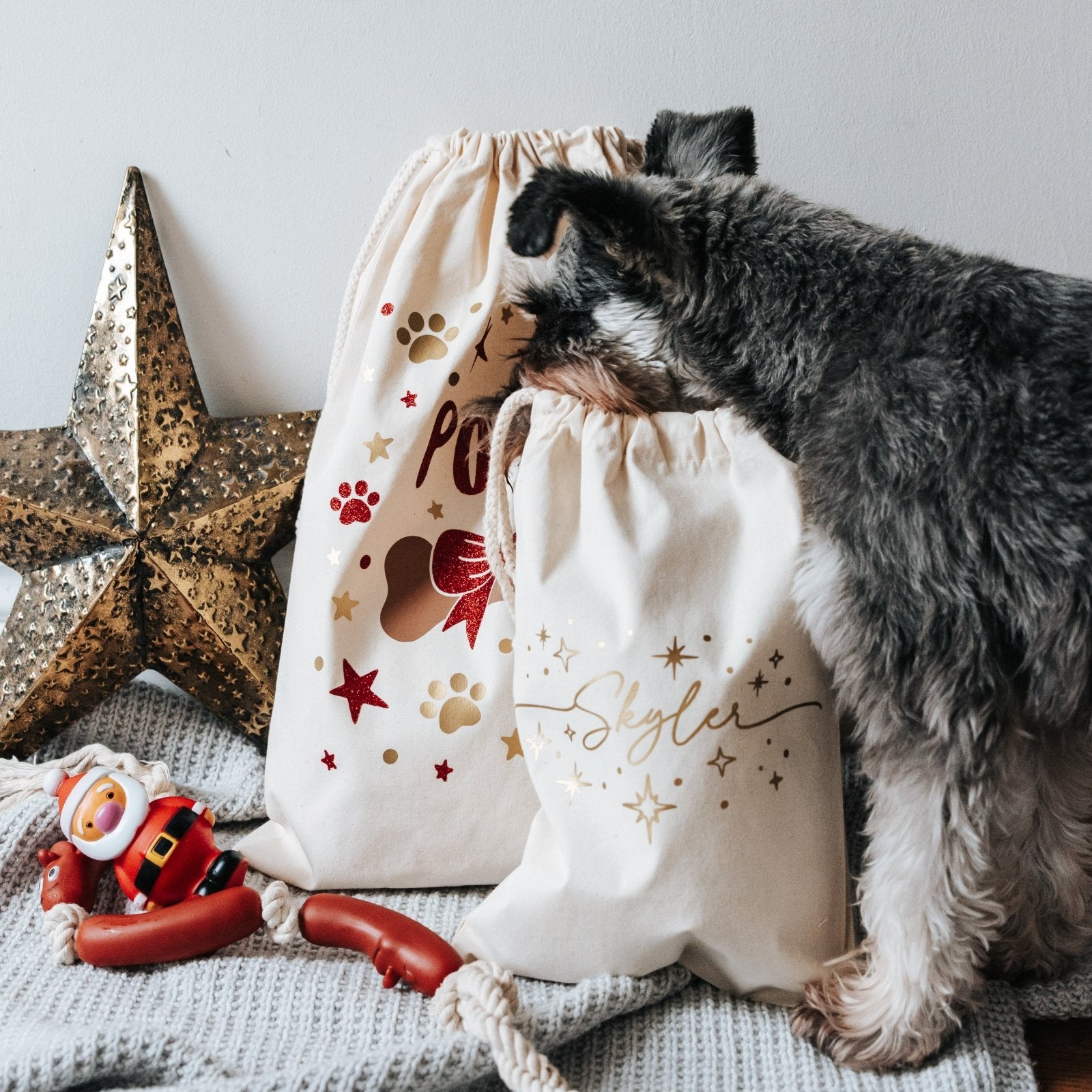 Personalised Name & Stars Christmas Sack - I am Nat Ltd - Christmas Sack