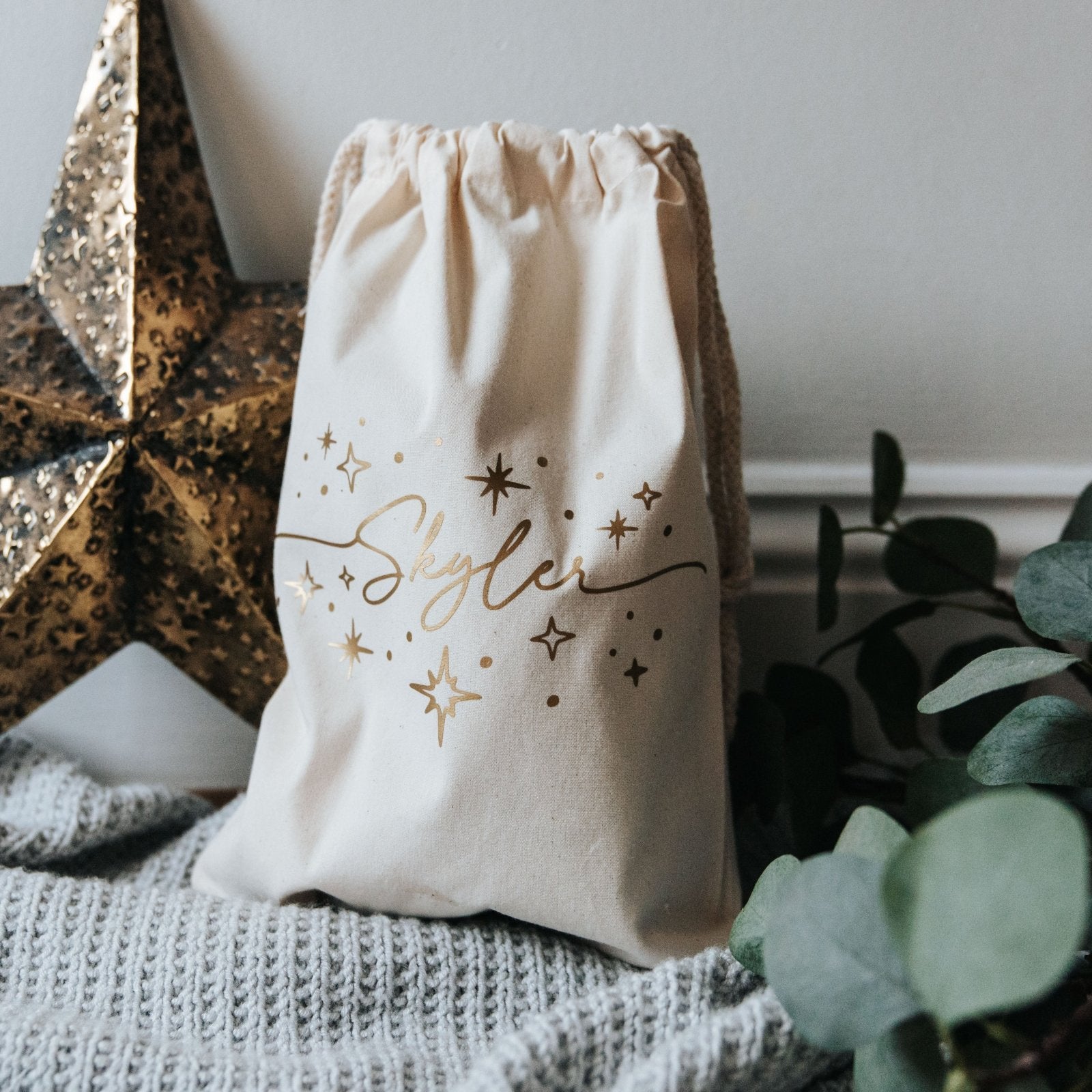 Personalised Name & Stars Christmas Sack - I am Nat Ltd - Christmas Sack
