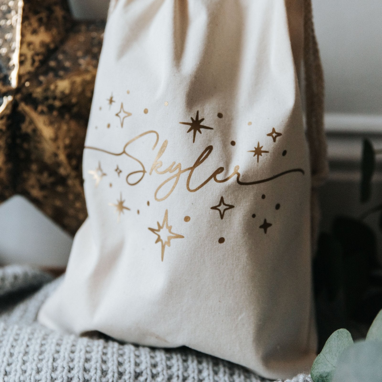 Personalised Name & Stars Christmas Sack - I am Nat Ltd - Christmas Sack