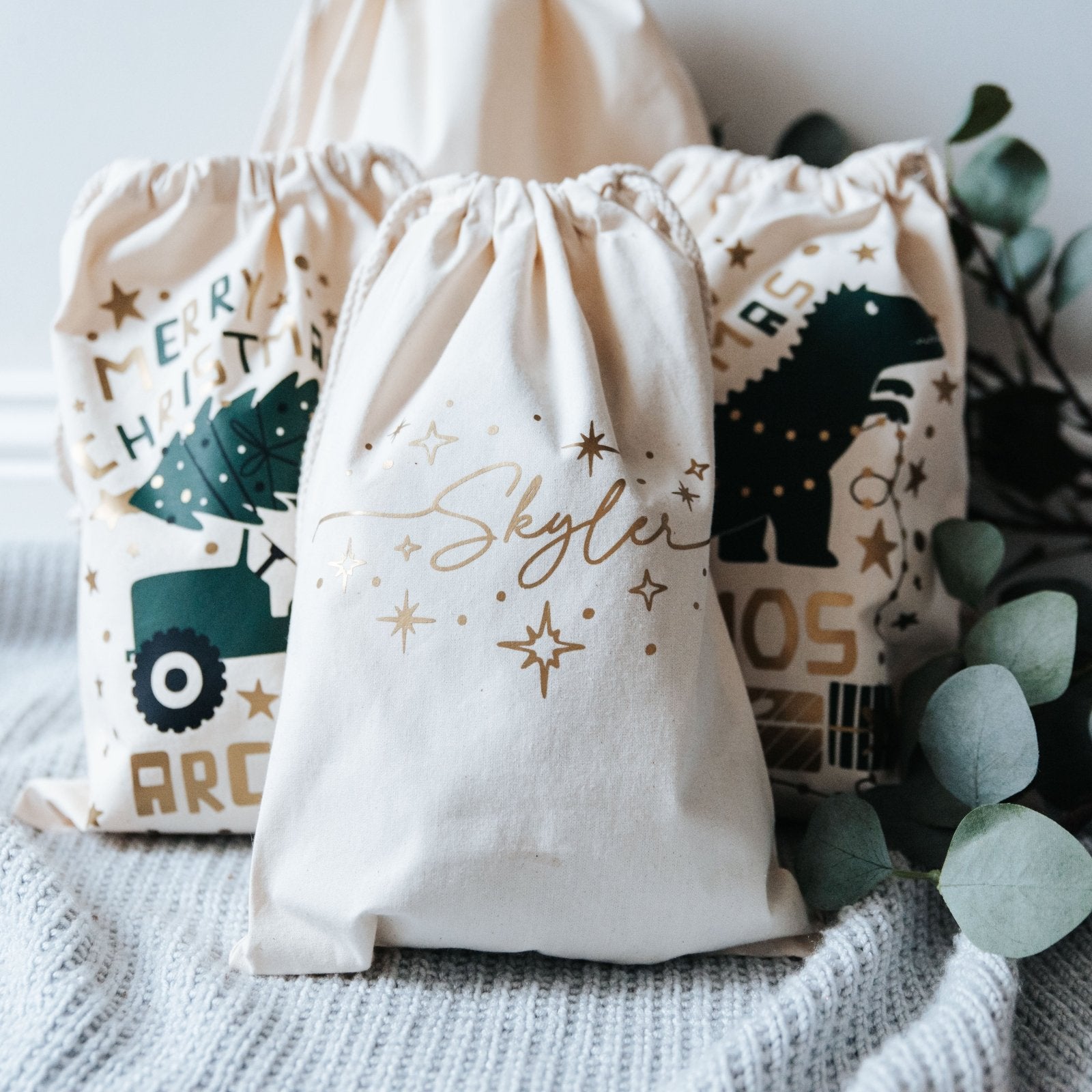 Personalised Name & Stars Christmas Sack - I am Nat Ltd - Christmas Sack