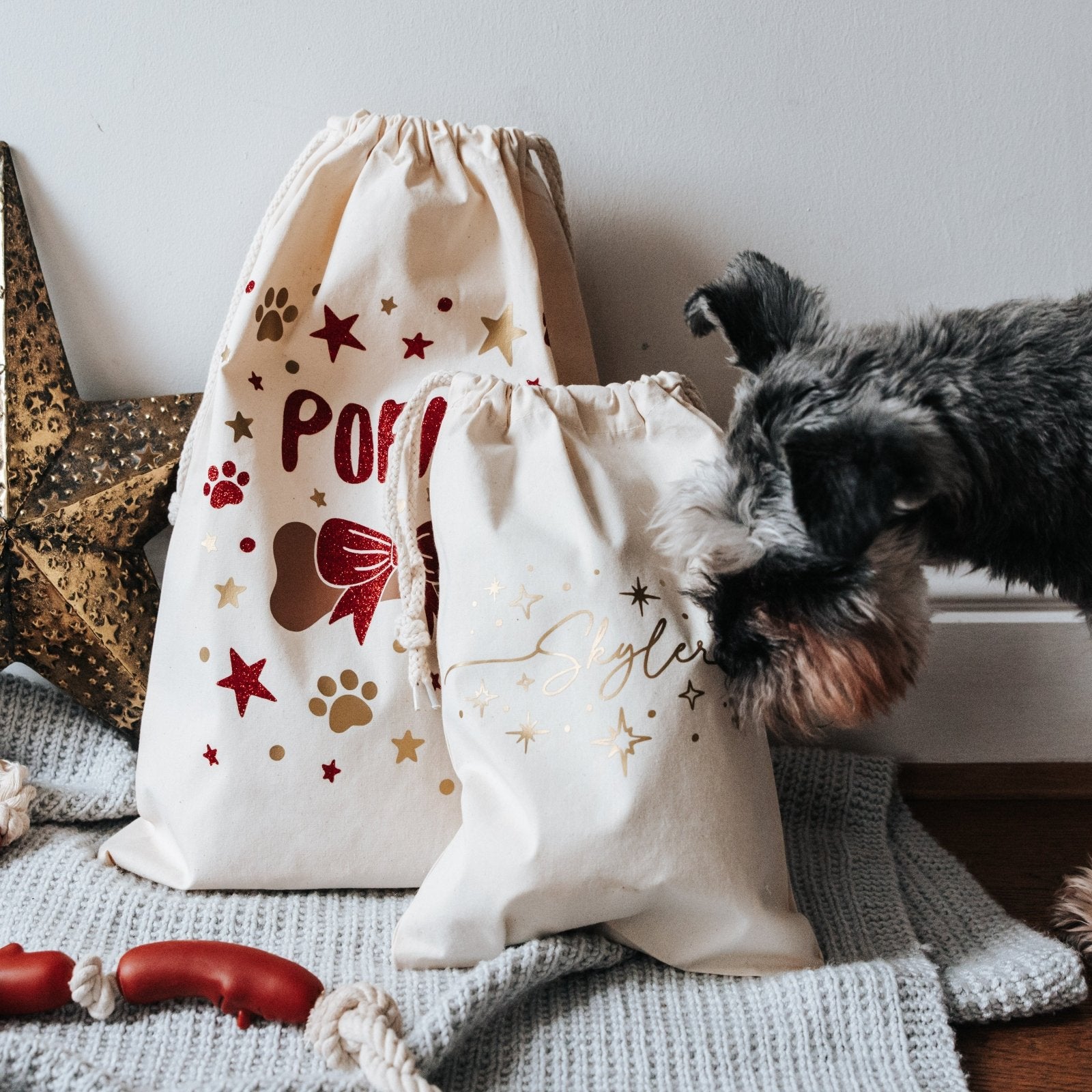 Personalised Name & Stars Christmas Sack - I am Nat Ltd - Christmas Sack