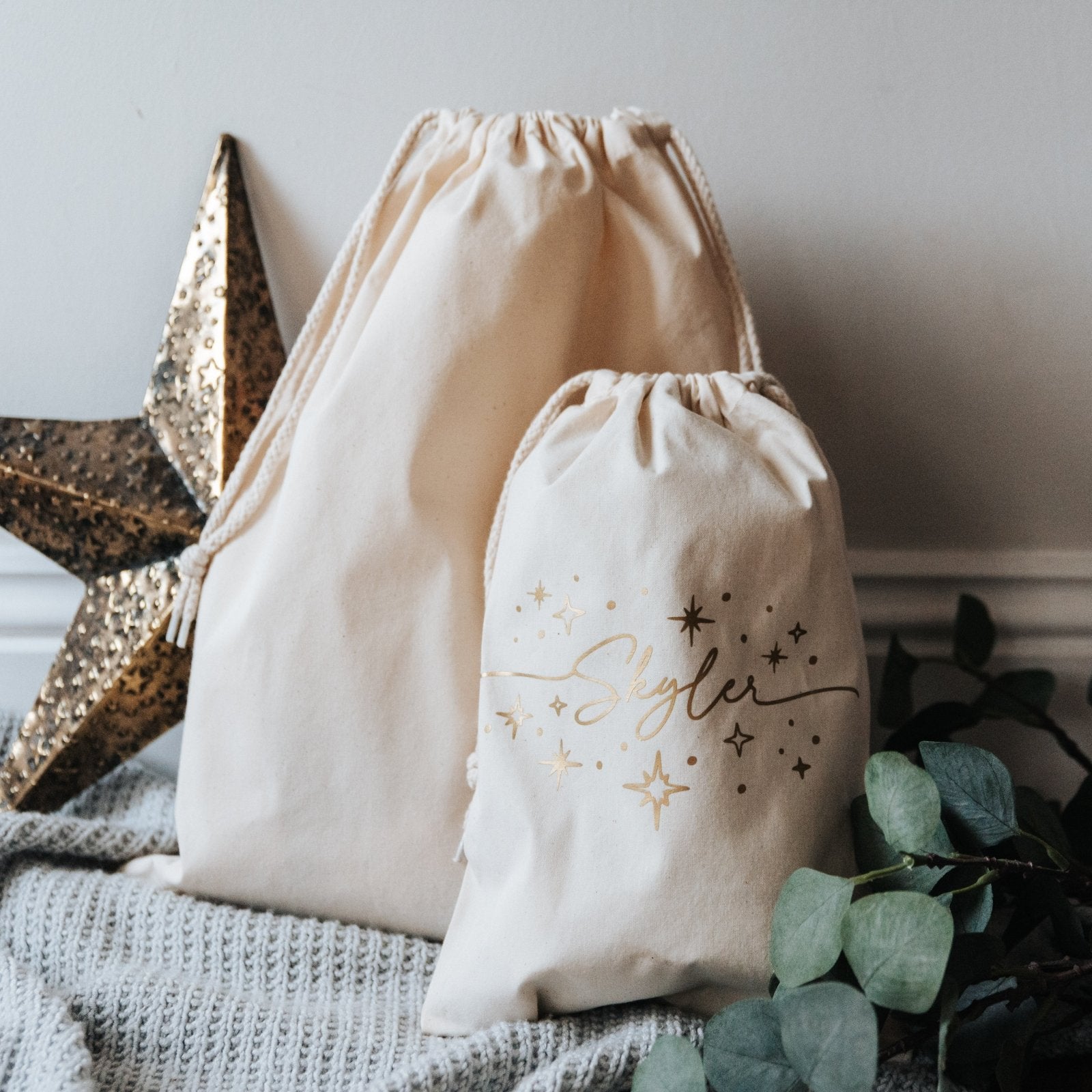 Personalised Name & Stars Christmas Sack - I am Nat Ltd - Christmas Sack