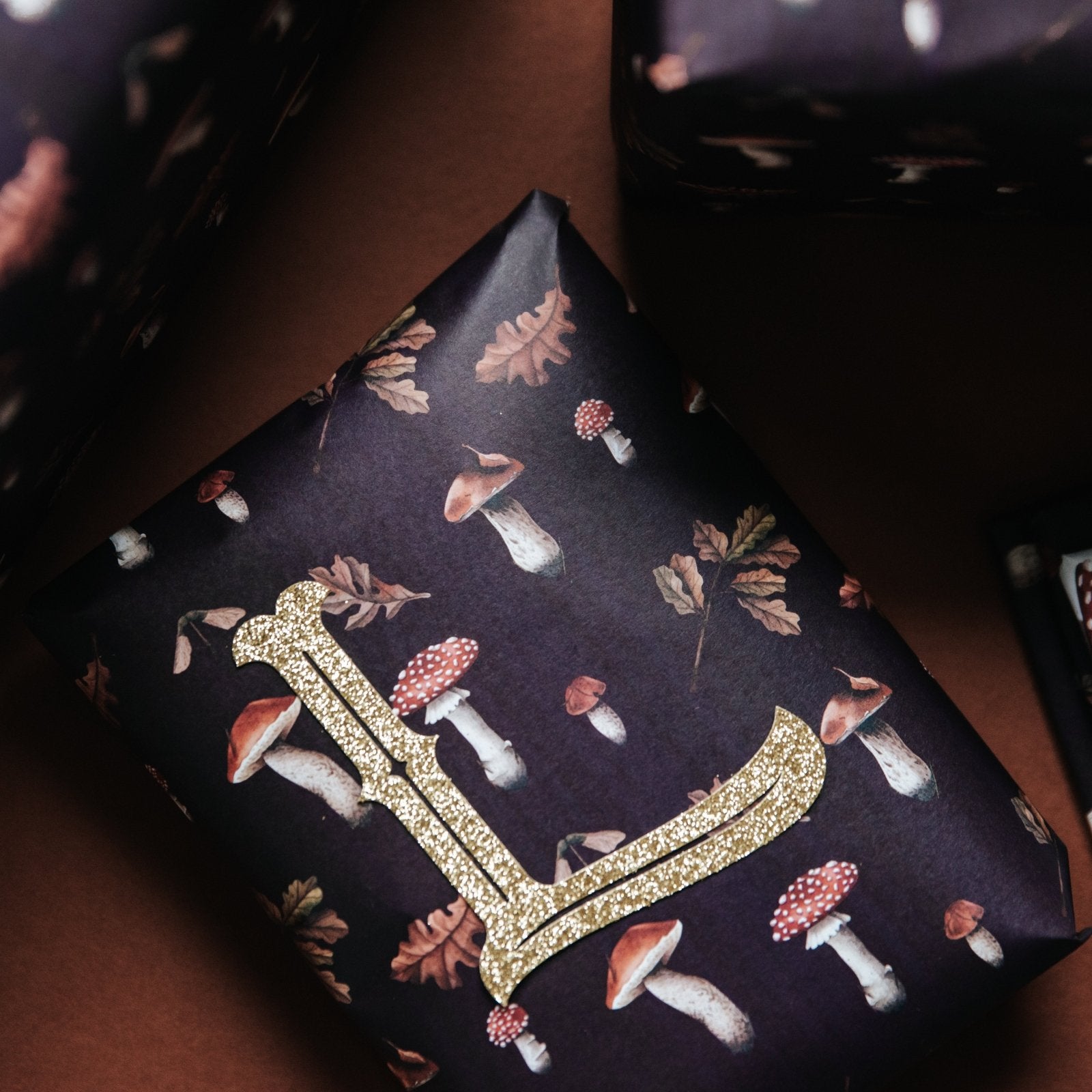 Wild Mushrooms Gift Wrapping Paper - Deep Berry - I am Nat Ltd - Gift Wrap