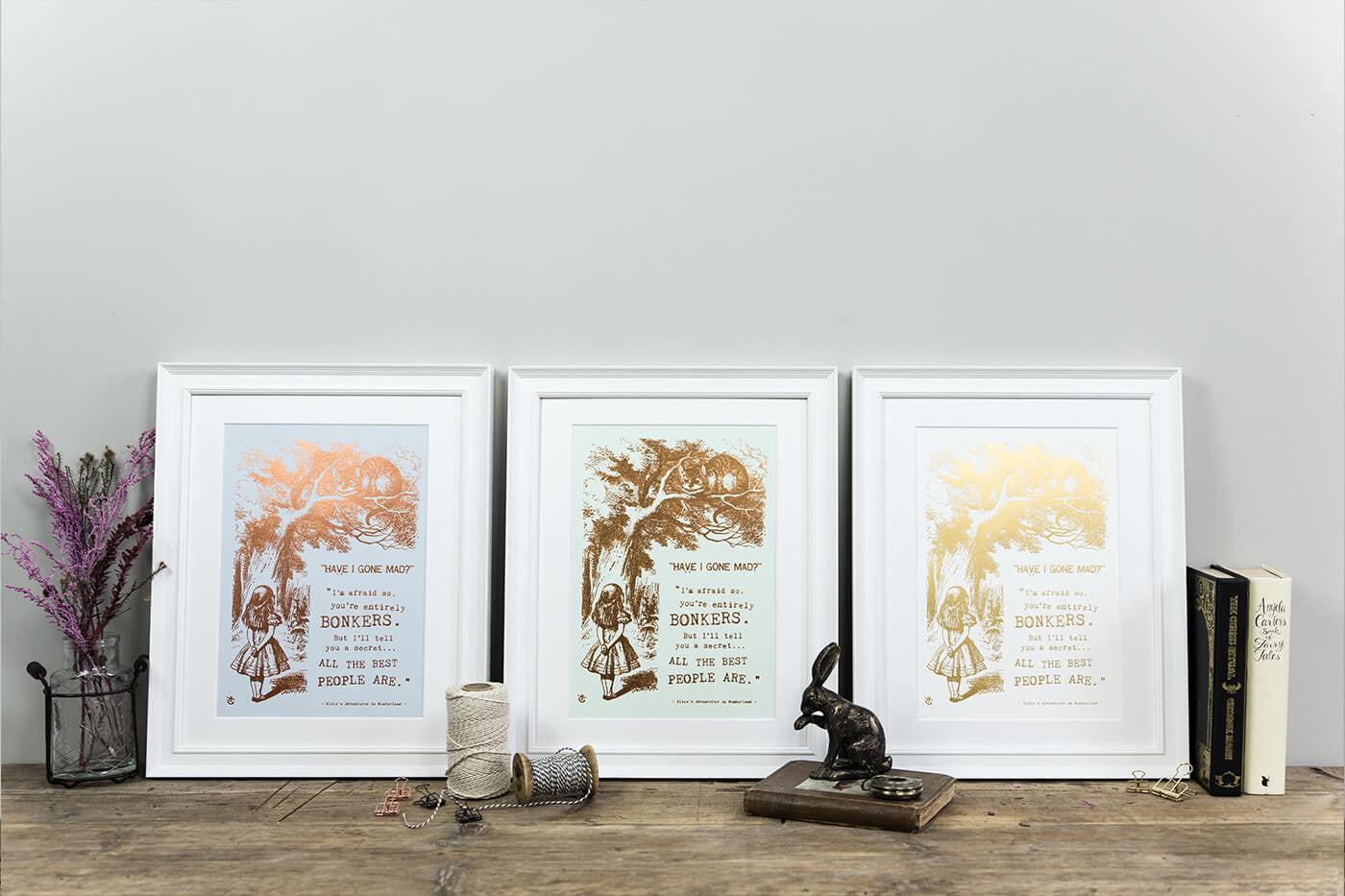 Alice In Wonderland Gifts - Special Edition Metallic Foil &#39;Bonkers&#39; Prints