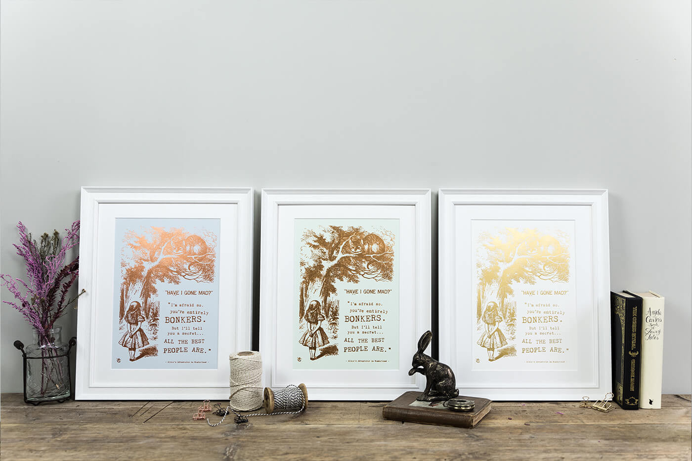 Alice In Wonderland Gifts - Special Edition Metallic Foil 'Bonkers' Prints