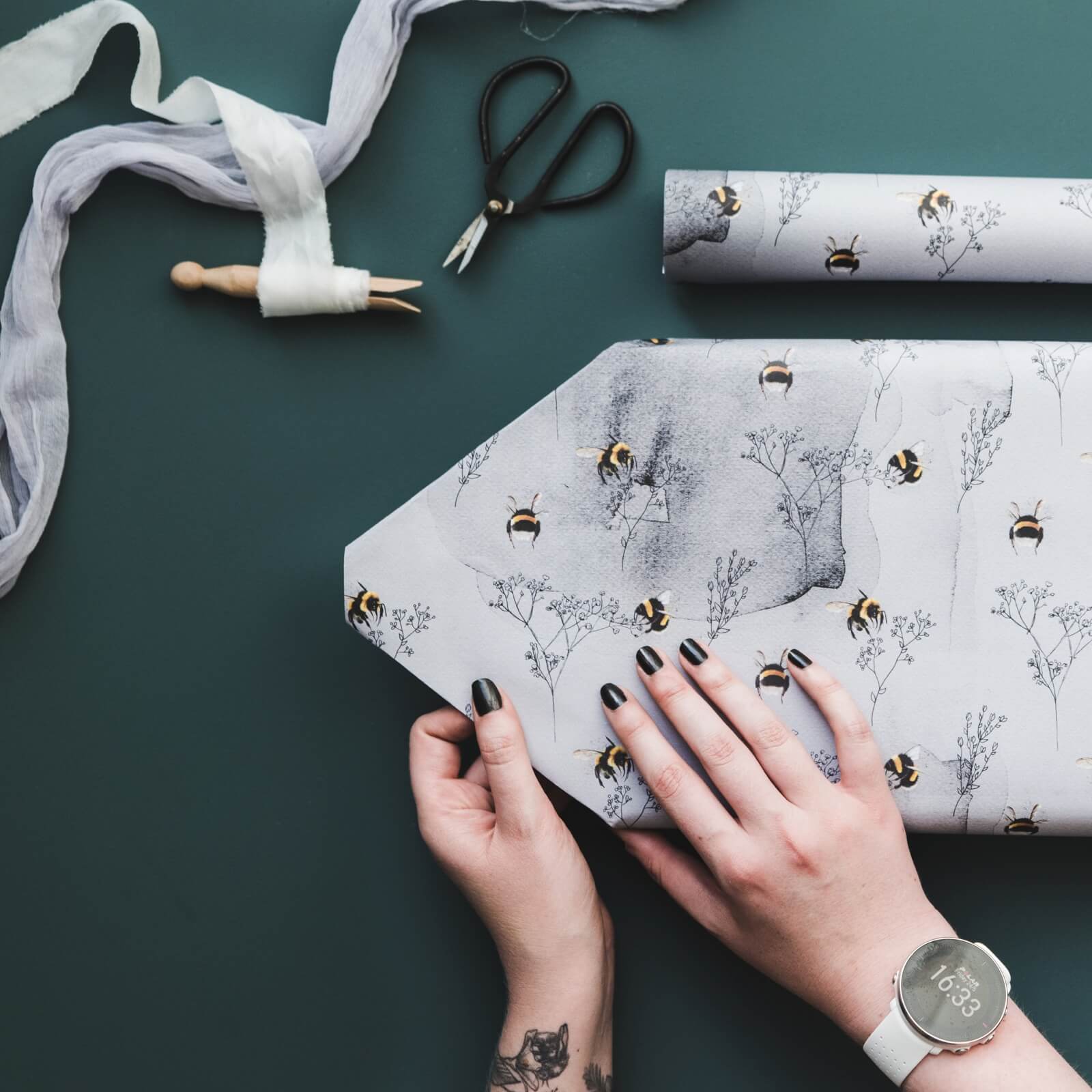 Bumblebees and Foliage Wrapping Paper