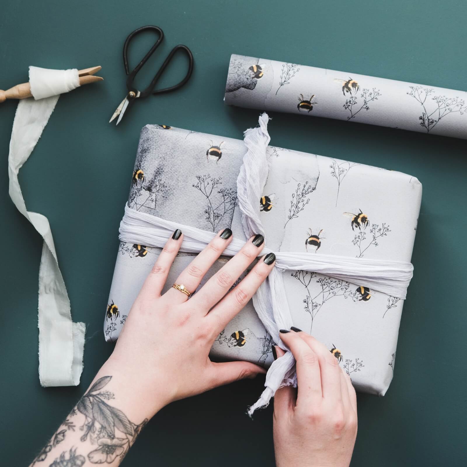 Bumblebees and Foliage Wrapping Paper