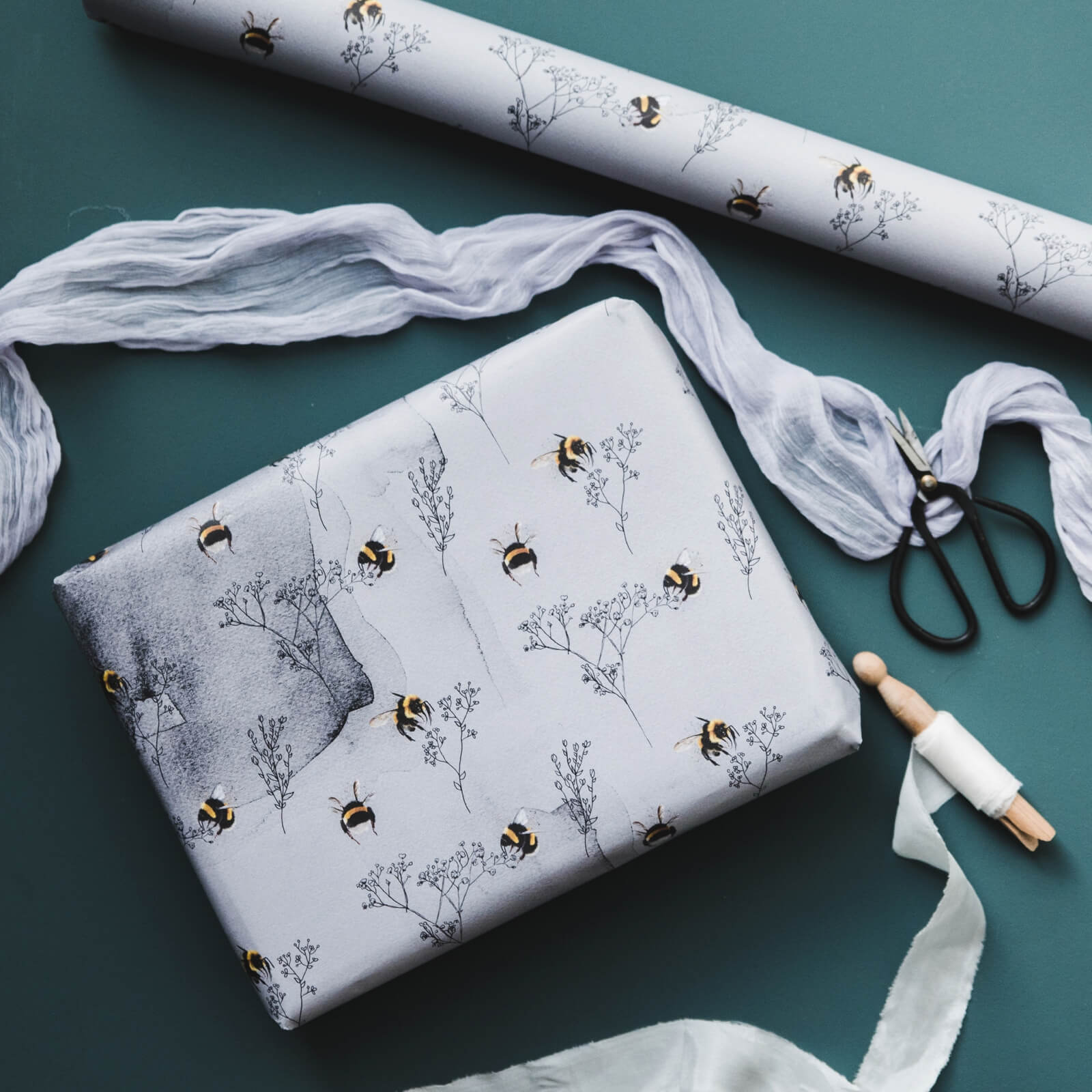 Bumblebees and Foliage Wrapping Paper