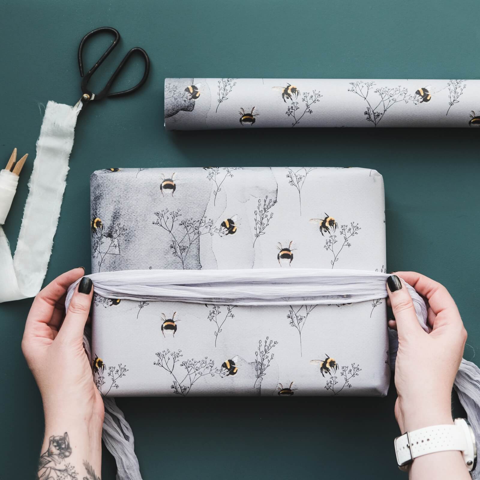 Bumblebees and Foliage Wrapping Paper