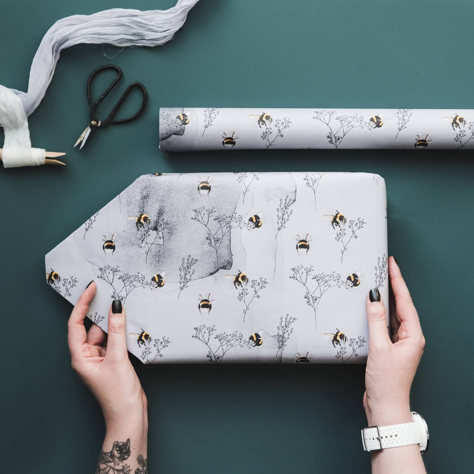 Bumblebees and Foliage Wrapping Paper