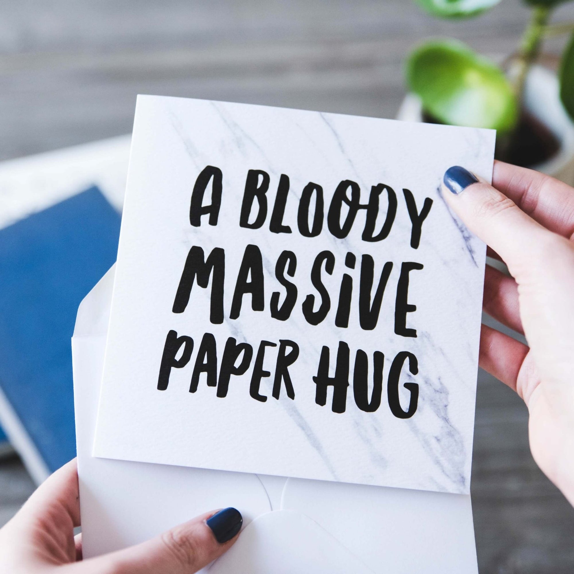 &#39;A Bloody Massive Paper Hug&#39; Thinking of You Card - I am Nat Ltd - Greeting Card