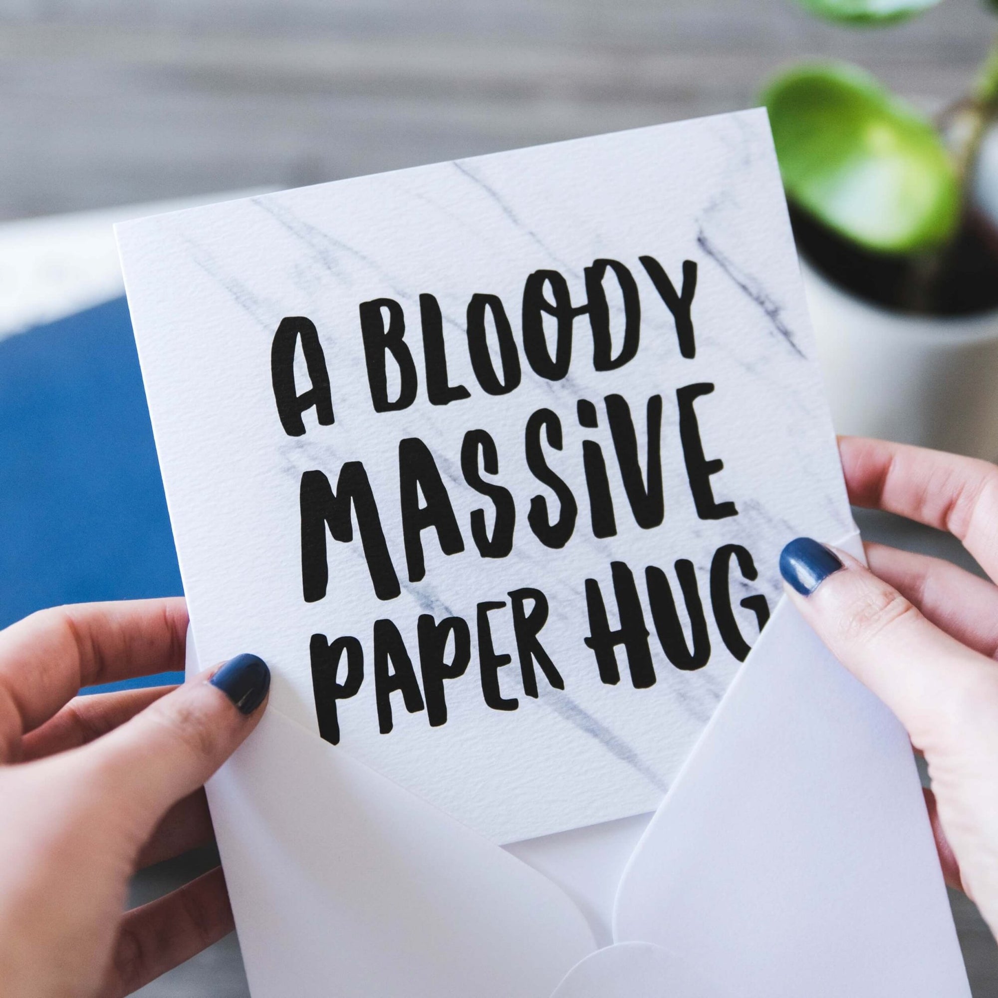 &#39;A Bloody Massive Paper Hug&#39; Thinking of You Card - I am Nat Ltd - Greeting Card