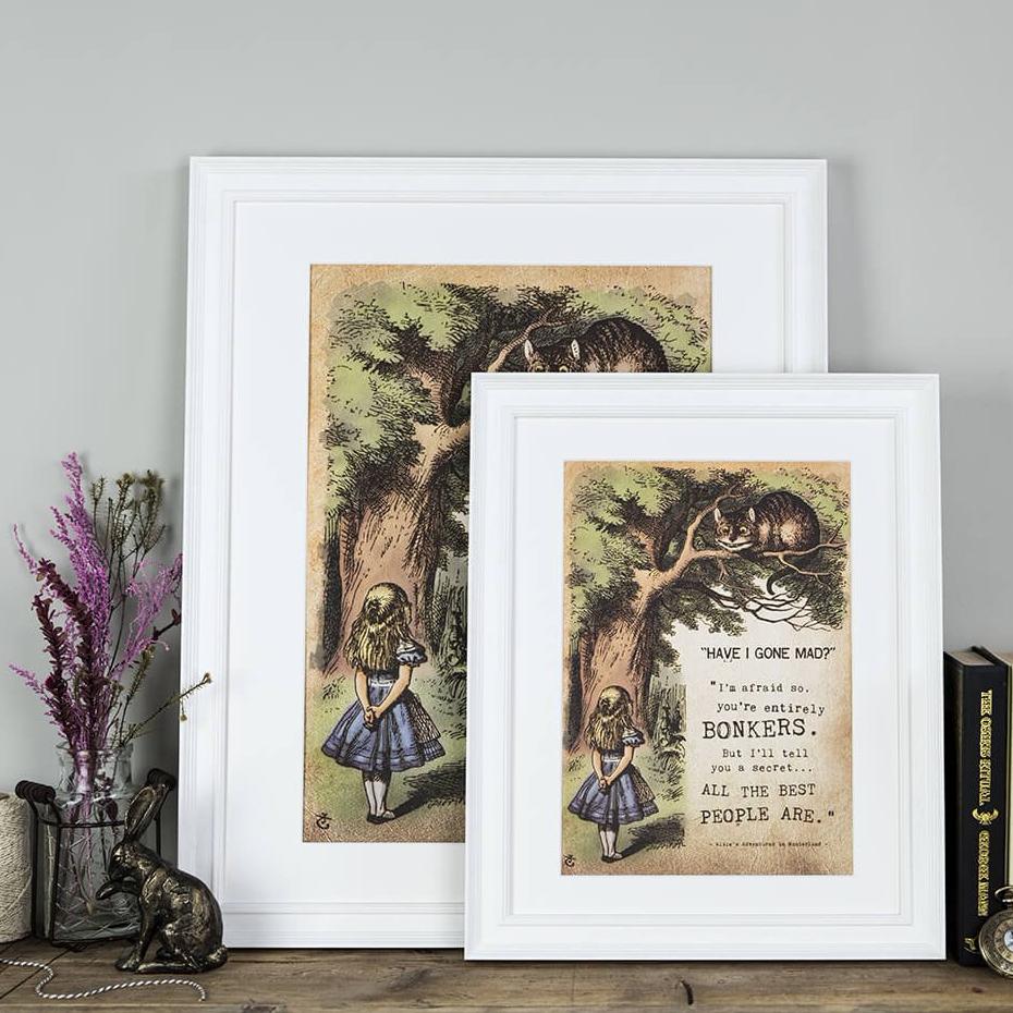 Alice in Wonderland ‘Bonkers’ Art Print - Colour Version - I am Nat Ltd - Print