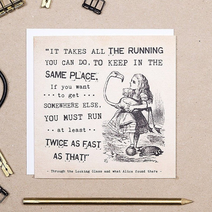 Alice in Wonderland Greetings Card 'Twice As Fast As That' - I am Nat Ltd - Greeting Card