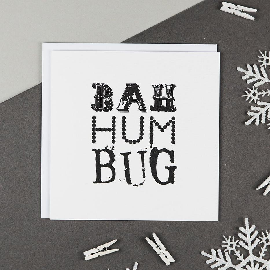 &#39;Bah Hum Bug&#39; Anti Christmas Card - I am Nat Ltd - Greeting Card