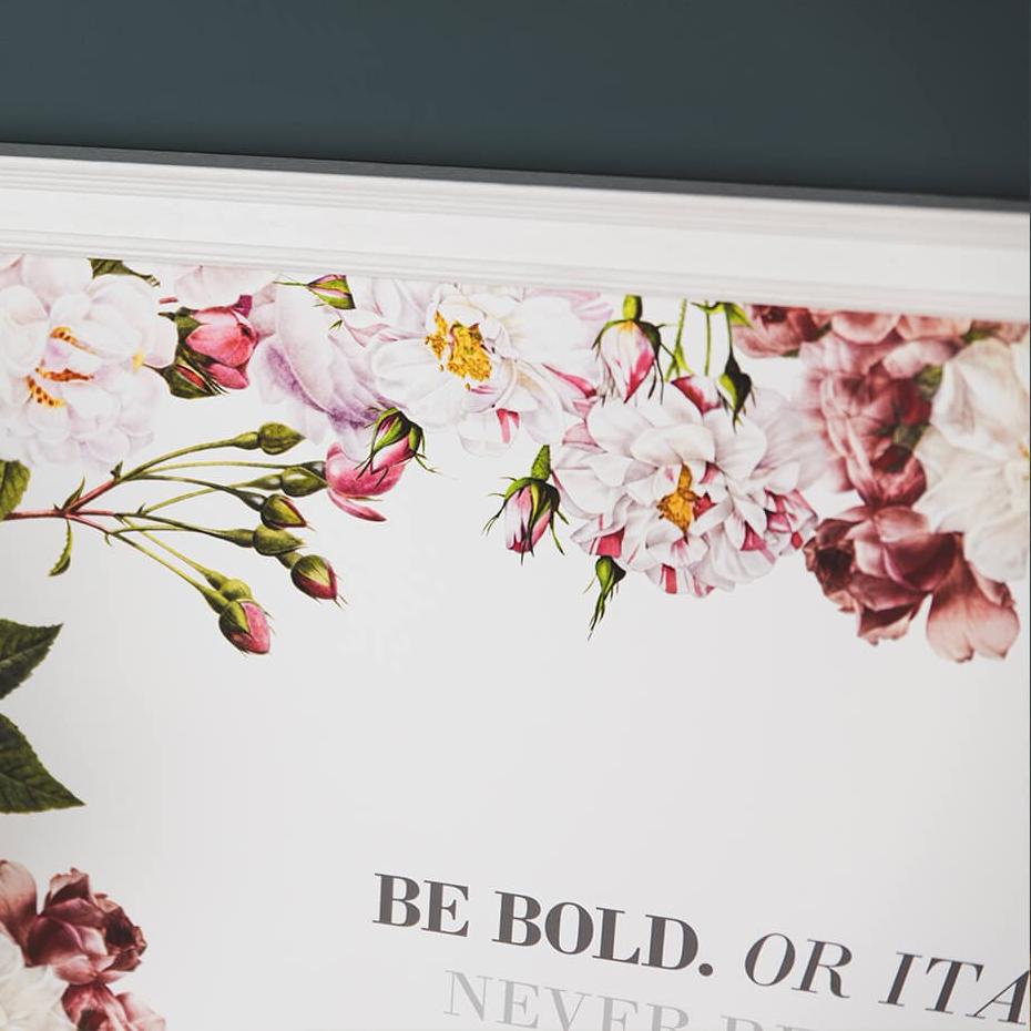 &#39;Be Bold Or Italic Never Regular&#39; Floral Quote Art Print - I am Nat Ltd - Print