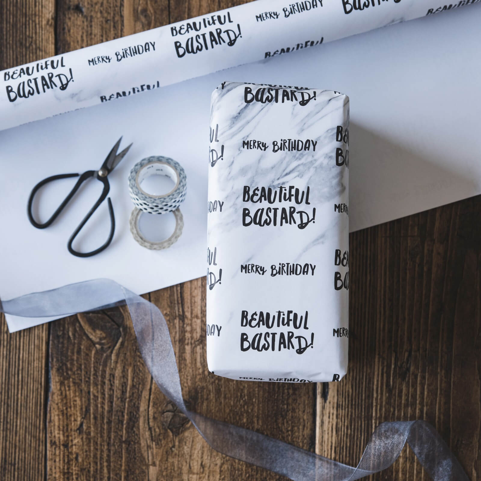 'Beautiful Bastard' Funny Birthday Wrapping Paper - I am Nat Ltd - Gift Wrap