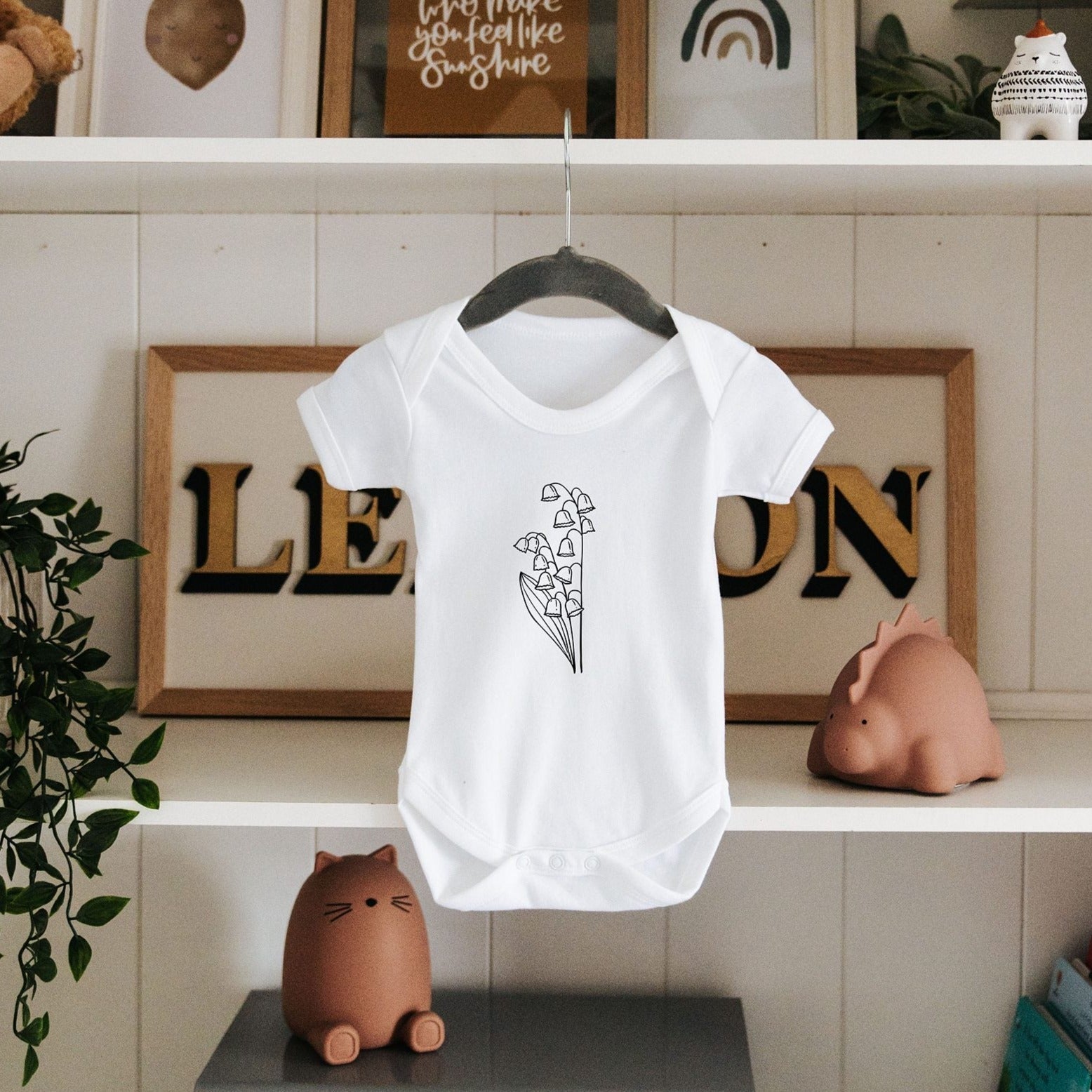 Birth Month Flower Personalised Babygrow - I am Nat Ltd - Baby Grow