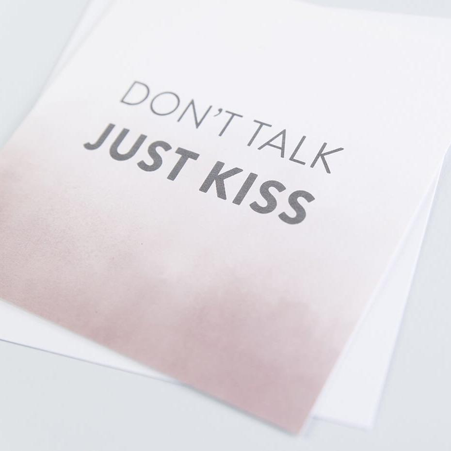 ‘Don’t Talk Just Kiss’ Anniversary Card - I am Nat Ltd - Greeting Card