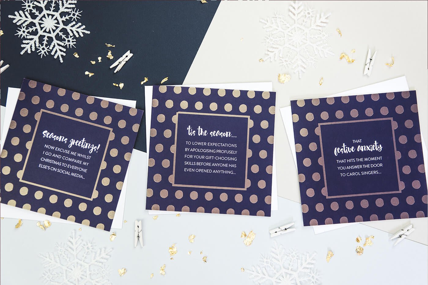 Gold Foil Socially Awkward Christmas Card Pack - I am Nat Ltd - Greeting Card