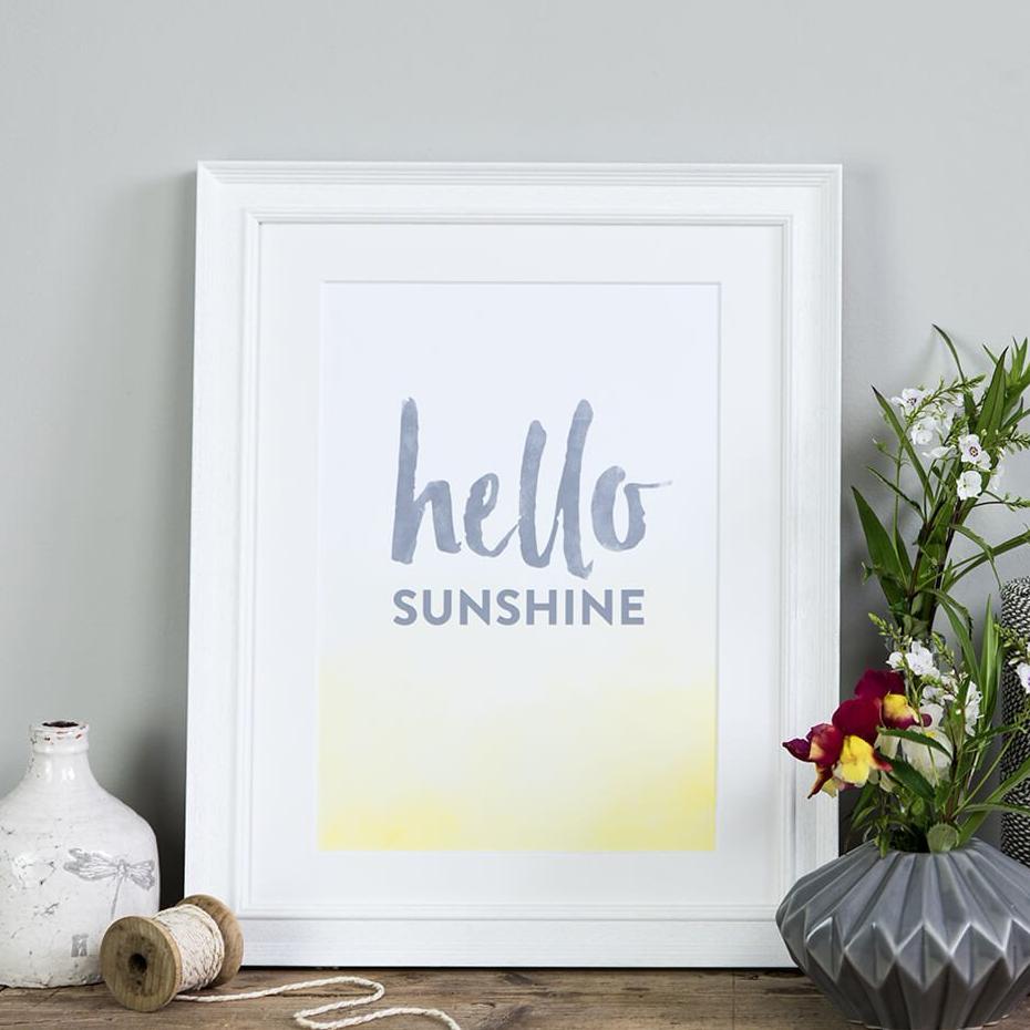 'Hello Sunshine' Typographic Wall Art Print - I am Nat Ltd - Print