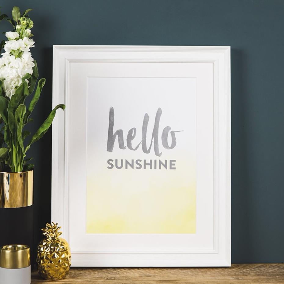 'Hello Sunshine' Typographic Wall Art Print - I am Nat Ltd - Print