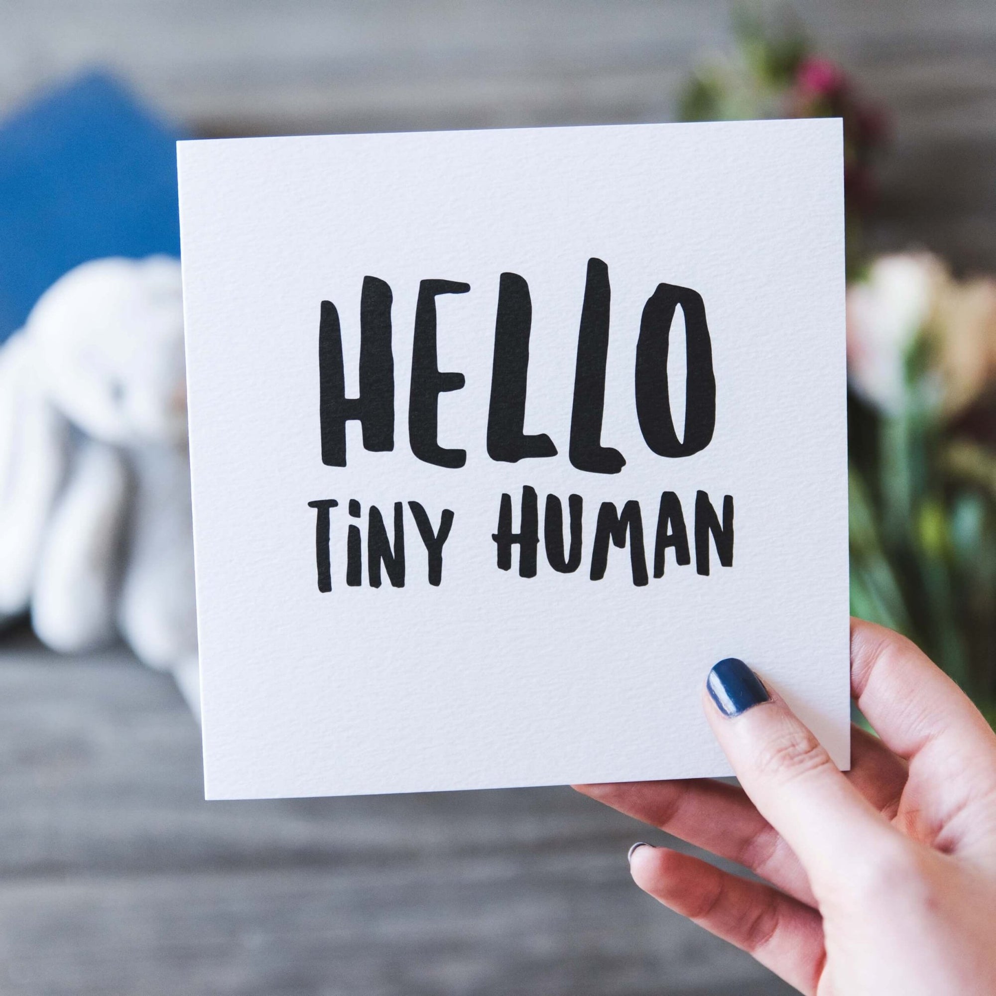 'Hello Tiny Human' New Baby Card - I am Nat Ltd - Greeting Card