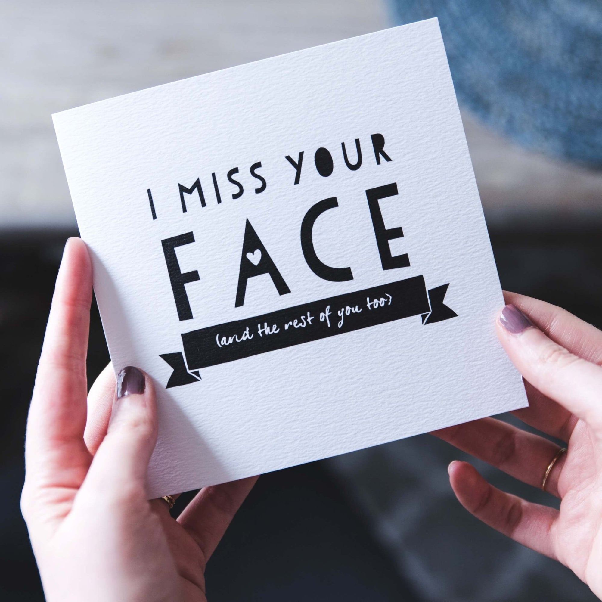 &#39;I Miss Your Face&#39; Funny Long Distance Card - I am Nat Ltd - Greeting Card