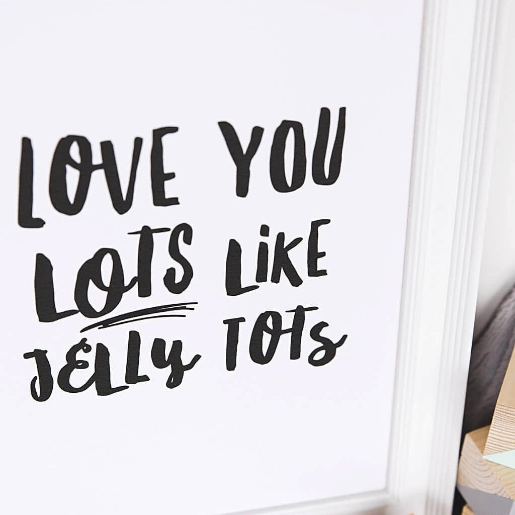 'Jelly Tots' Monochrome Typographic Nursery Print - I am Nat Ltd - Print