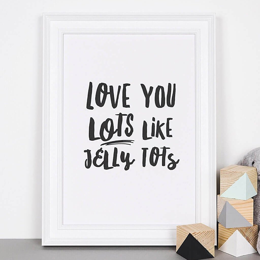 'Jelly Tots' Monochrome Typographic Nursery Print - I am Nat Ltd - Print