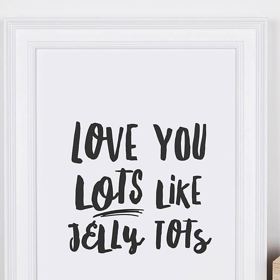 'Jelly Tots' Monochrome Typographic Nursery Print - I am Nat Ltd - Print