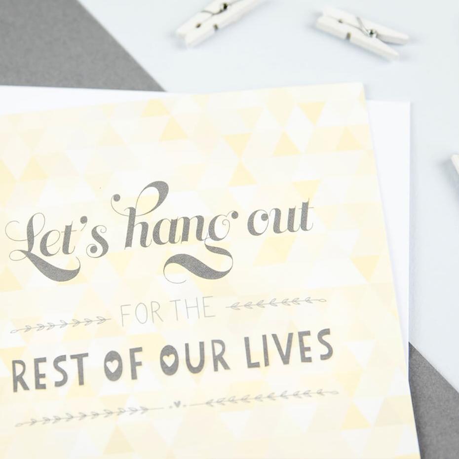 ‘Let’s Hang Out’ Proposal Or Wedding Day Card - I am Nat Ltd - Greeting Card